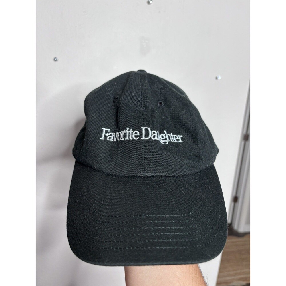 Favorite Daughter Black Cotton Adjustable Baseball Cap Hat Embroidery